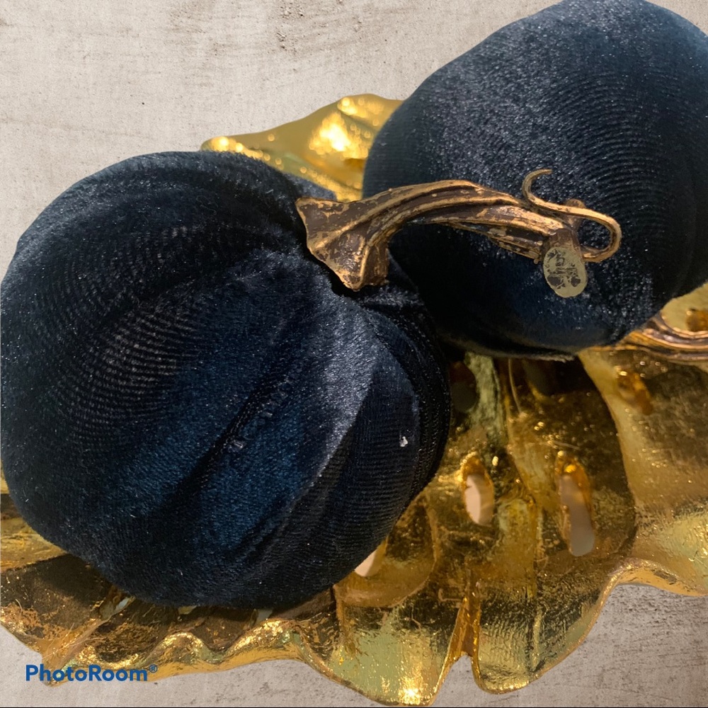 Modern Urban Fall Autumn Velvet 15”D Pumpkin Pair